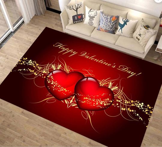 Discover Love Rug, Red Hearts Rug,  Gift For Valentine, For Living Room Rug, Valentines Day, Valentine's Rug