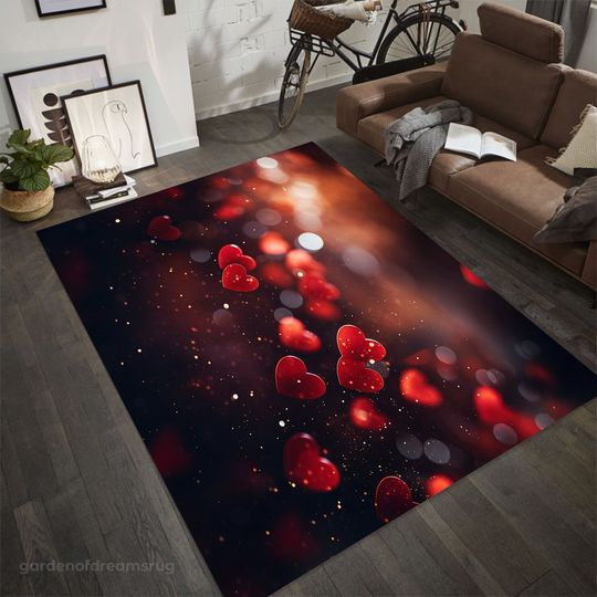 Discover Red Glowing Hearts Area Rug