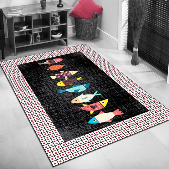 Discover Colorful Fish Pattern Kitchen Rug