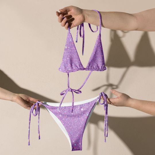 Discover Sparkly Purple Women's Sling Bikini Swimsuits