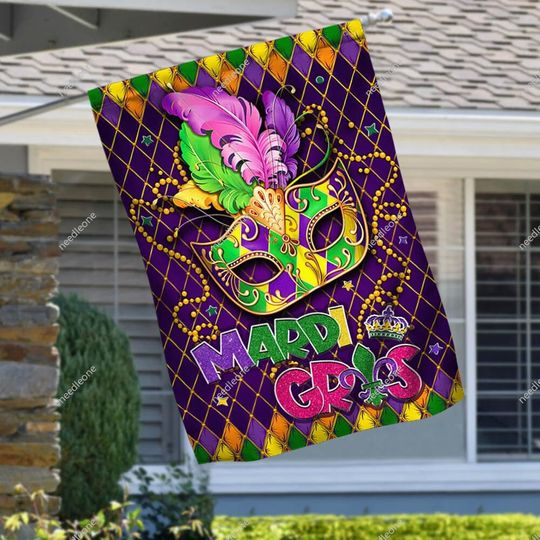 Discover Mardi Gras House Flag, Purple Green Gold Yard Flag, Fat Tuesday Season Parade Flag