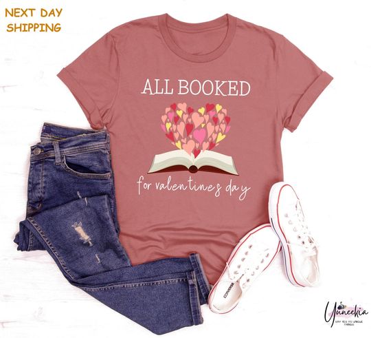Discover All Booked for Valentines Shirt, Reading Teacher Valentine's Day T-Shirt, Librarian Gift, Bookworm Tee