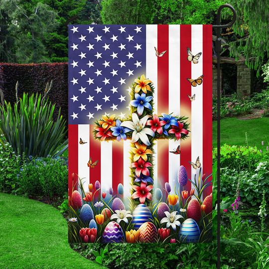Discover American Flag Happy Easter Garden Flag, Easter Day Garden Flag
