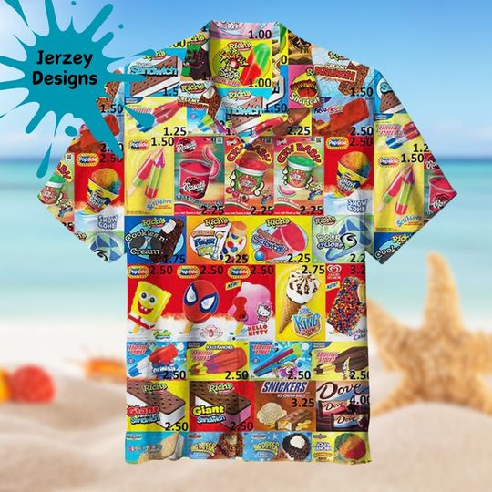 Discover Colorful Ice Cream Hawaiian Shirt Print Tropical Summer Beach