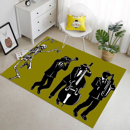 Discover Green Music Rug featuring Song Artist and Instruments