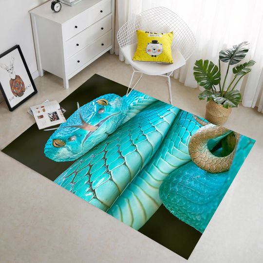 Discover Unique Blue Snake Animal Rug - Decorative Dragon Design