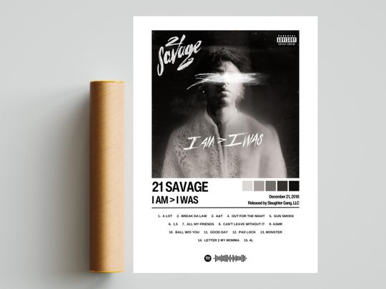 Discover 21 Savage Poster | I Am I Was Poster | Album Art | Album Cover Posters