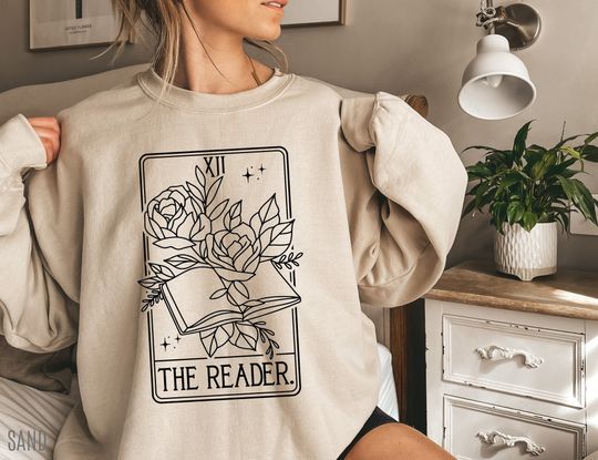 Discover The Reader Tarot Card Sweatshirt, Book Tarot Card Sweater
