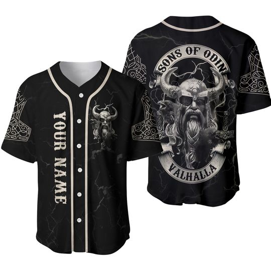 Discover Viking Son Of Odin Valhalla Custom Baseball Jersey