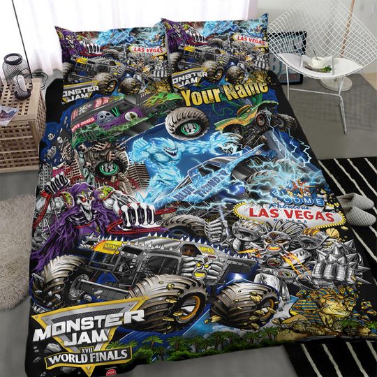 Discover Monster Truck Personalized Bedding Set