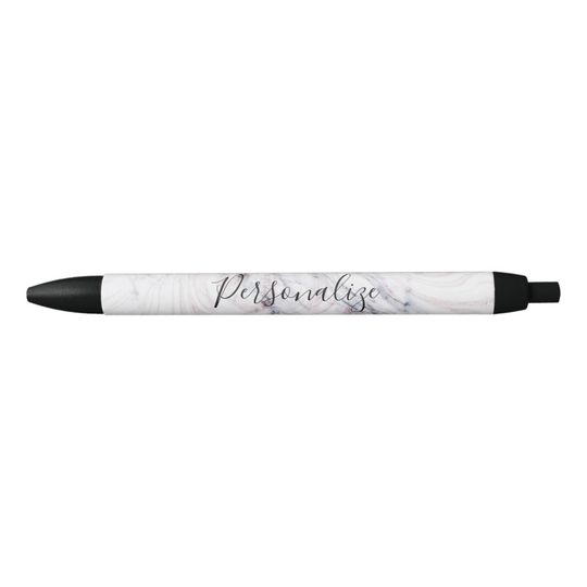 Discover Touch of Rose White Grey Marble Swirl Chic Trendy Blue Ink Pen