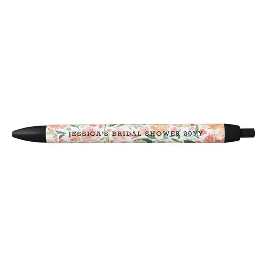 Discover Spring Floral Bouquet Baby Shower or Bridal Shower Black Ink Pen
