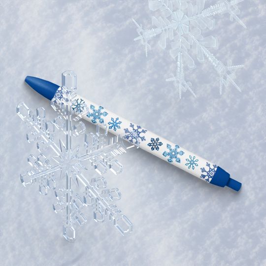 Discover Blue and White Snowflakes Blue Ink Pen