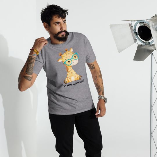 Discover Giraffe Mens premium heavyweight tee