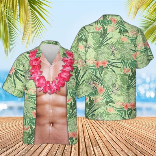 Discover Funny Abs Aloha Tropical Flowers Hawaiian Shirt, Summer Men Hawaiian Shirt