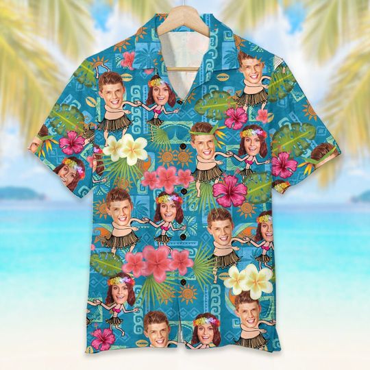 Discover Couple Face Funny Beach Couple Dancing Matching Hawaii Shirt, Aloha Summer Tee