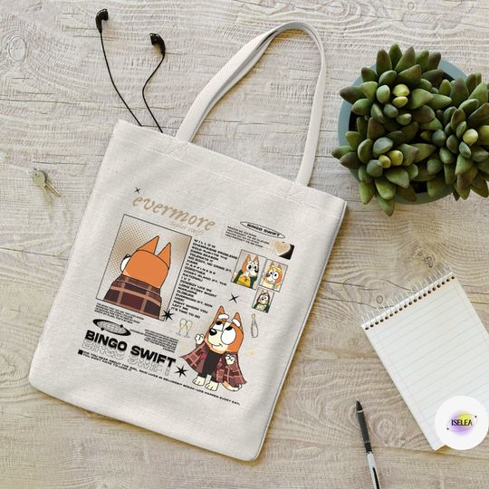 Discover BlueyDad The Era Tour Tote Bag, BlueyDad Bingo Heeler Evermore Tote Bag