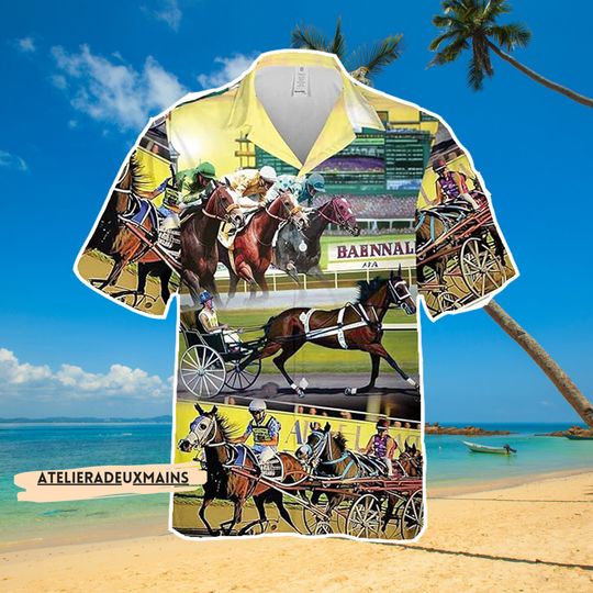 Discover Horse Racing Hawaiian Shirts for Men, Horse Rider Button Short Sleeve Hawaiian Shirts