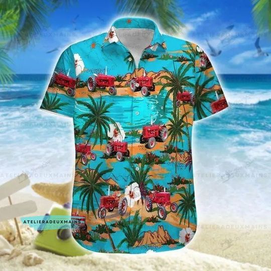 Discover Tropical Farmhouse Tractor 3D Shirt Aloha Hawaii, Farm Tractor Shirt