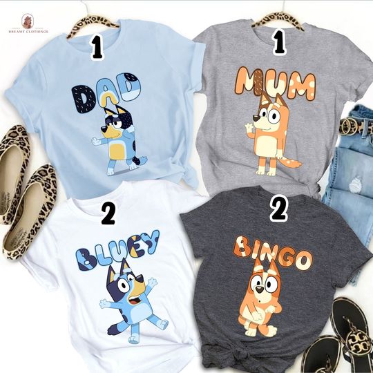 Discover Personalized BlueyDad Family Shirt, BlueyDad Birthday Party Shirt
