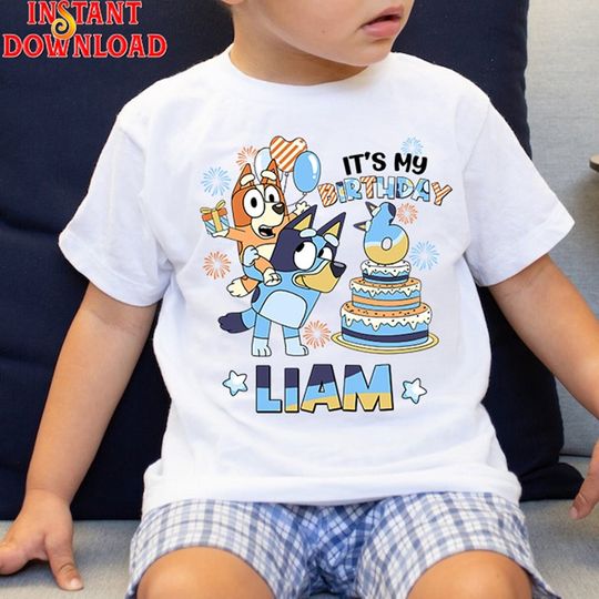 Discover Personalized BlueyDad Birthday Shirt | Custom BlueyDad Birthday Boy