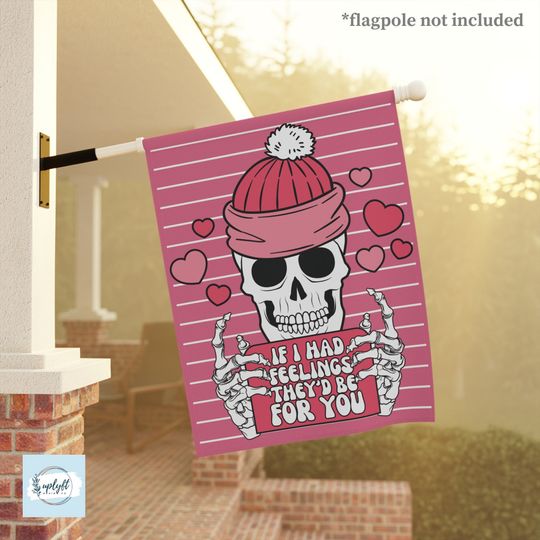 Discover Funny Skeleton Valentines Day Garden Flag or House Flag, Valentines Day Outdoor Home Decor, Seasonal Welcome Flag
