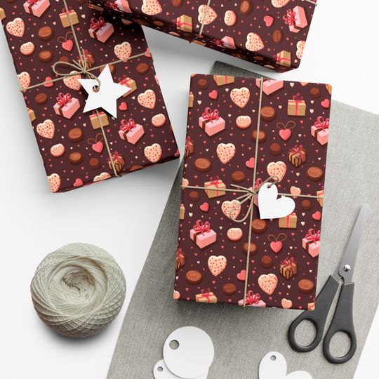 Discover Sweet Love Chocolate Wrapping Paper - Heart Shaped Chocolates