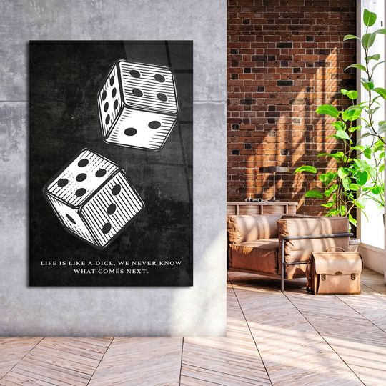 Discover Life Is Like A Dice Wall Decor Motivation Quote Home Art Inspirational Dice Game Canvas