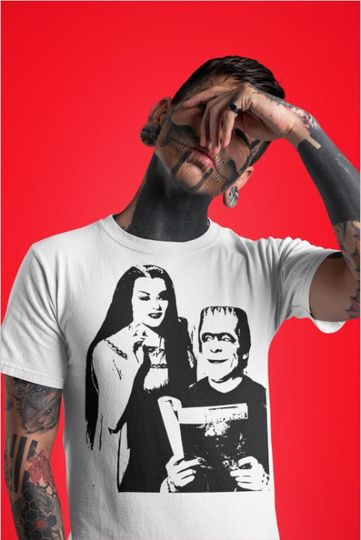 Discover Lily and Herman Munster Classic Horror Vampire T-Shirt Tee