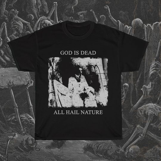 Discover Begotten shirt, God is Dead tee, distressed black metal t-shirt