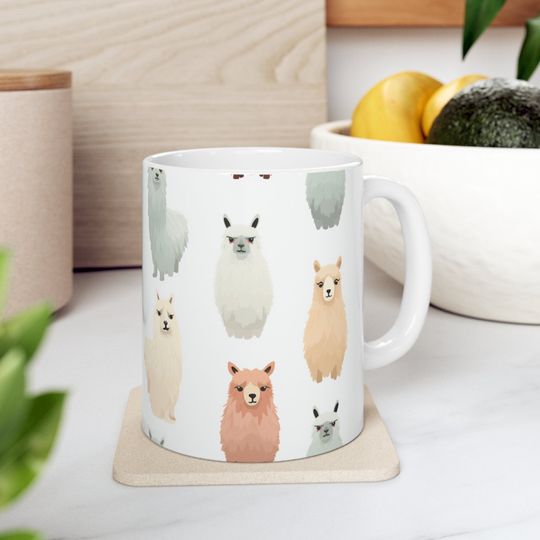 Discover Winter Alpaca Ceramic Mug - Cute Animal Gift Mug