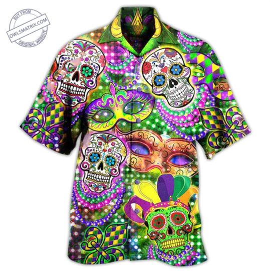 Discover Skulls Mardi Gras Edition 3D Hawaii Shirt Beach All Over Print Best Price
