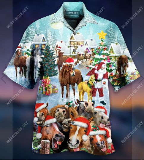 Discover Horsing Around Holiday Christmas Unisex 3D Hawaii Shirt All Over Print US Size