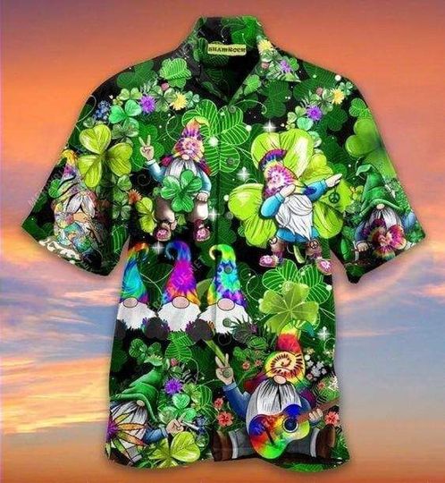Discover Shamrock Gnome Hippie Saint Patrick’s Day Hawaiian Shirt