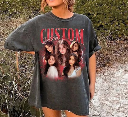 Discover Custom Bootleg Rap Tee, Girlfriend, Boyfriend Tee, Shirt with Face Photo Vintage