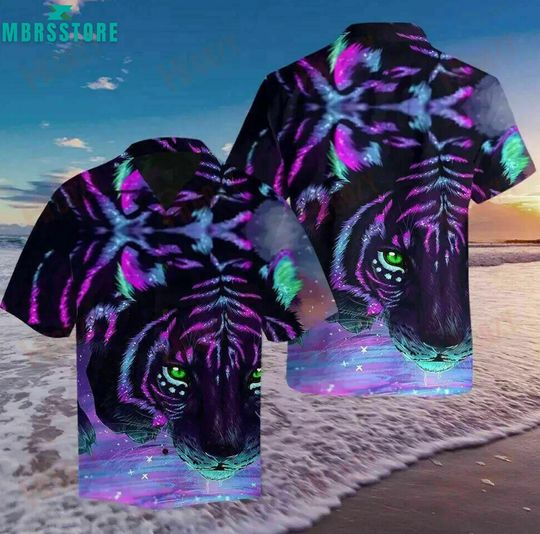 Discover Amazing Tiger Galaxy Short Sleeve Button 3D Hawaii Shirt All Over Print US Size