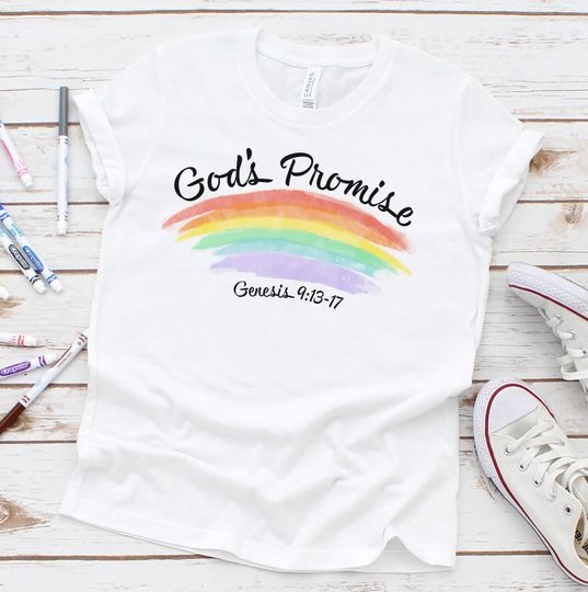 Discover Gods Promise Rainbow Shirt for Kids, Genesis 9:13-17