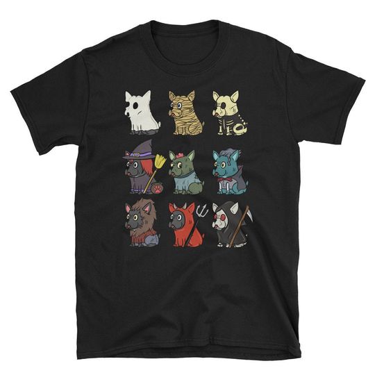 Discover French Bulldog Cute Costumes Halloween Shirt, Scary French Bulldog T-Shirt, Funny Frenchie Dog Tee