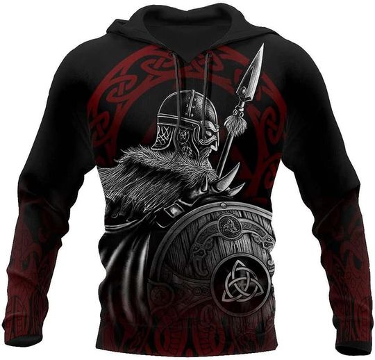 Discover Viking 3D Print Hoodie, Norse Odin Valknut Tattoo Novelty Tee Harajuku Cool Outdoor Hoodie