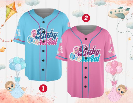 Discover Personalized Baby Reveal Baseball Jersey, Blue or Pink Baseball Jersey