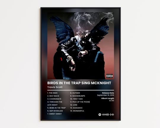 Discover Travis Cover Poster, Birds in the Trap Sing McKnight Print, Classics Rap Poster