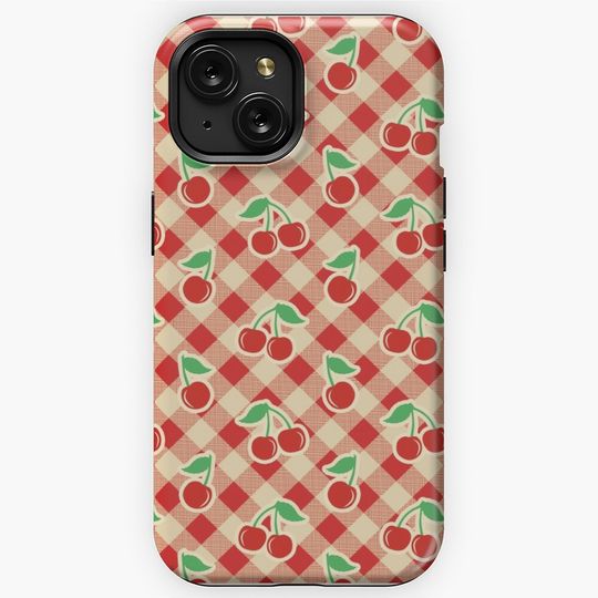 Discover Cherry Tablecloth Vintage Pinup Picnic iPhone Case