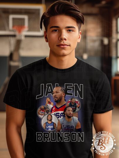 Discover Jalen Brunson Shirt 90s Bootleg Vintage Basketball Tee for Men Women Basketball Fan Gift