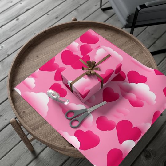 Discover Gift Wrap Papers Pink hearts | Valentines Day wrapping paper