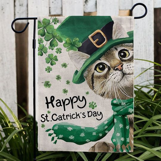 Discover Happy Catrick's Day Garden Flag, Cute Cat Pattys Garden Flag, Happy St Patrick's Day Flag