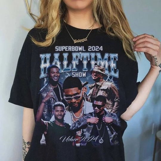 Discover Usher Half Time Show Shirt, My Way The Vegas Residency Tour Shirt, American Rapper Shirt