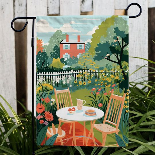 Discover Spring Tea Party Garden Flag, Welcome Spring Flag, Moms Garden, Grandmas Garden