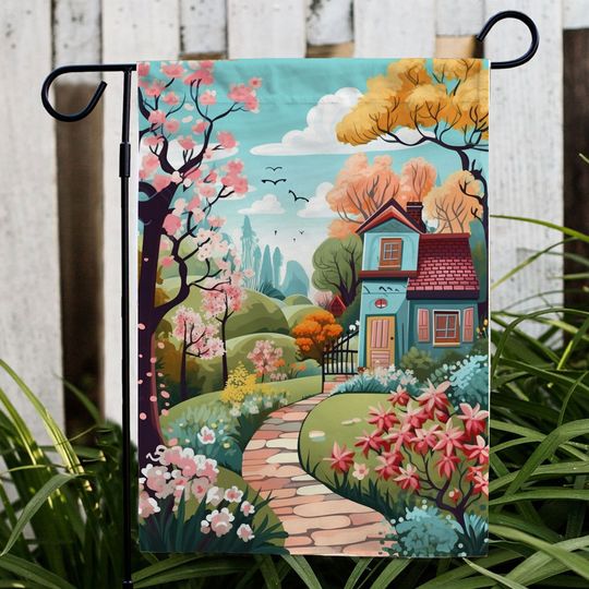Discover Spring Garden Colorful Flag, Chillin Vibes House Flag, Cute Spring Vibrant Flag