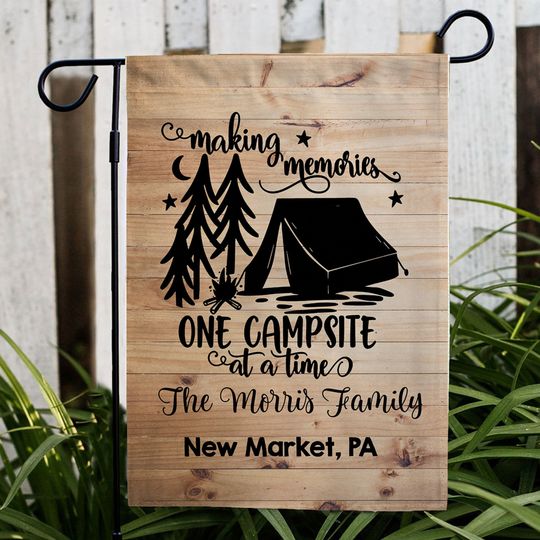 Discover Personalized Welcome Campsite Flag, Custom Campers Flag w/Name, Happy Campers Day
