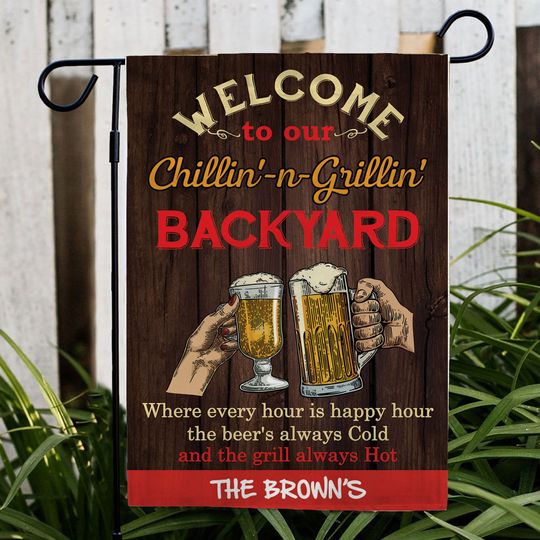 Discover Custom Chillin' Backyard Party Flag, Drinking Party Backyard Flag, Bar & Grill Decor